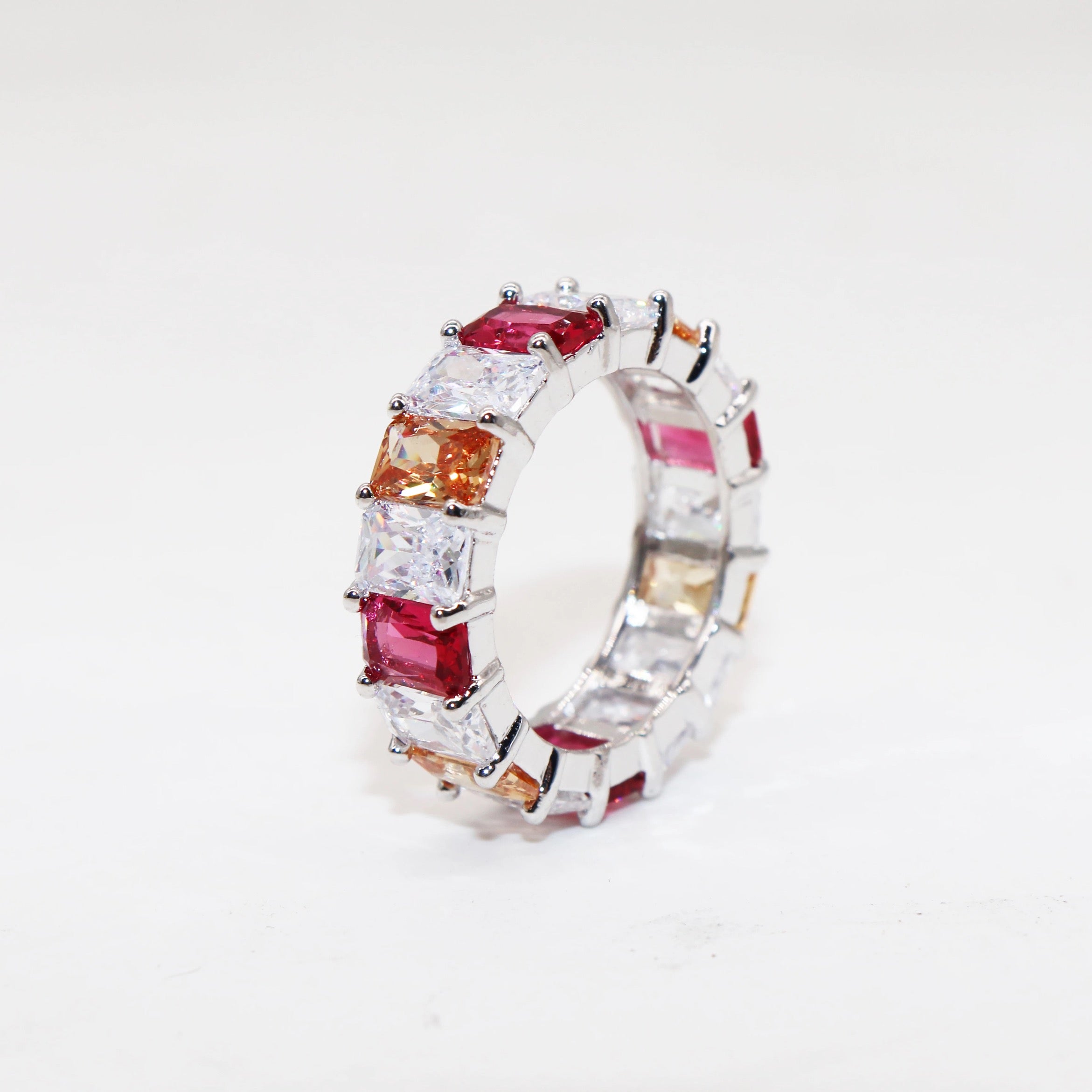 Tricolor Eternity Band Ring